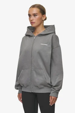Pegador Hoodies|Zip Hoodies|Ramira Oversized Sweat Jacket Washed Deep Grey White