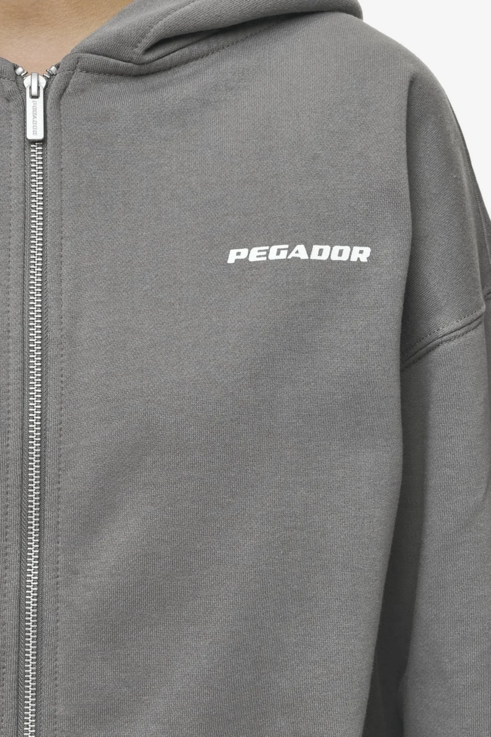 Pegador Hoodies|Zip Hoodies|Ramira Oversized Sweat Jacket Washed Deep Grey White