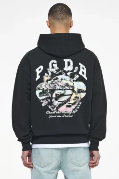 Pegador Hoodies|Reid Oversized Hoodie Vintage Washed Black Ink