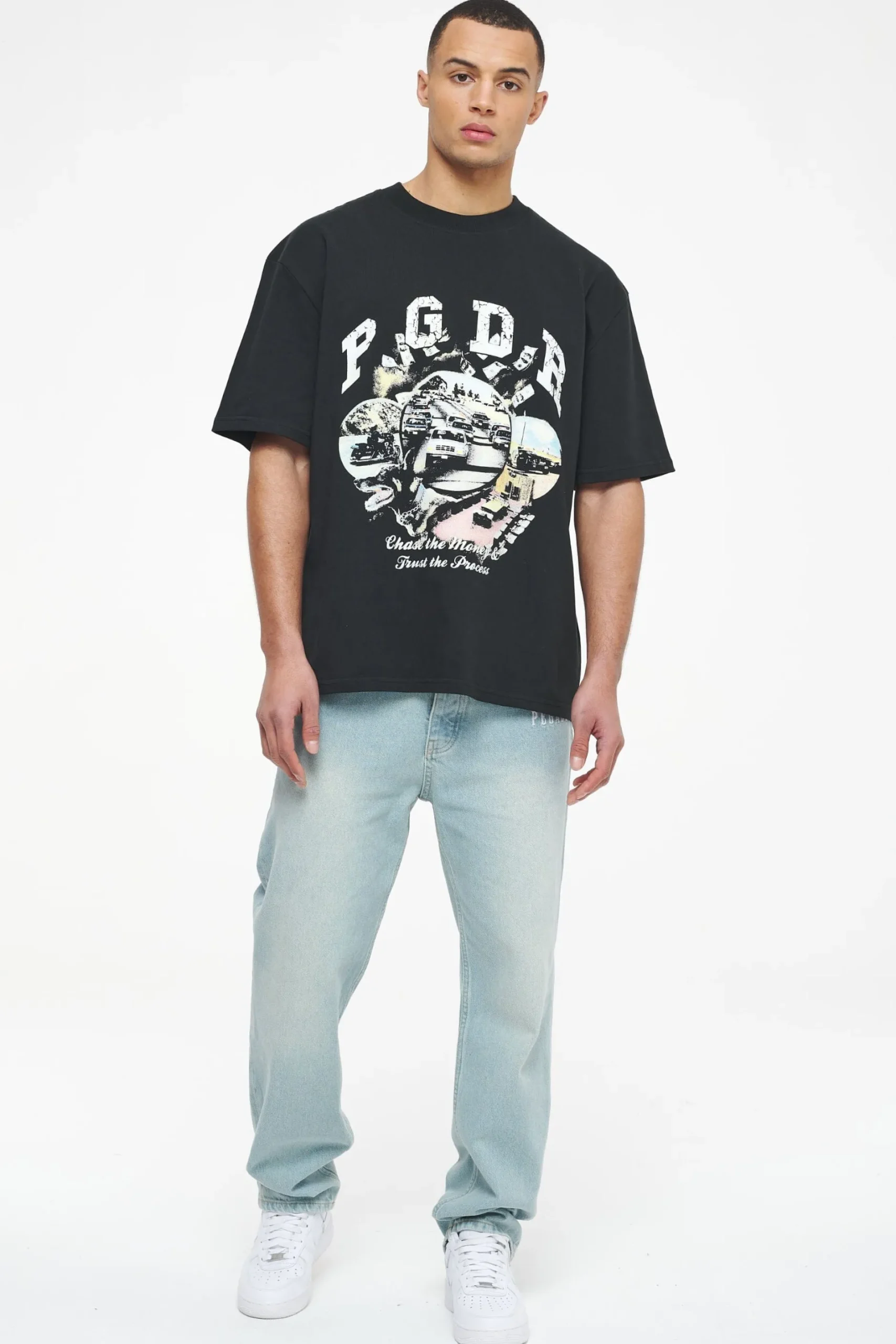 Pegador Tees|Reid Oversized Tee Vintage Washed Black Ink