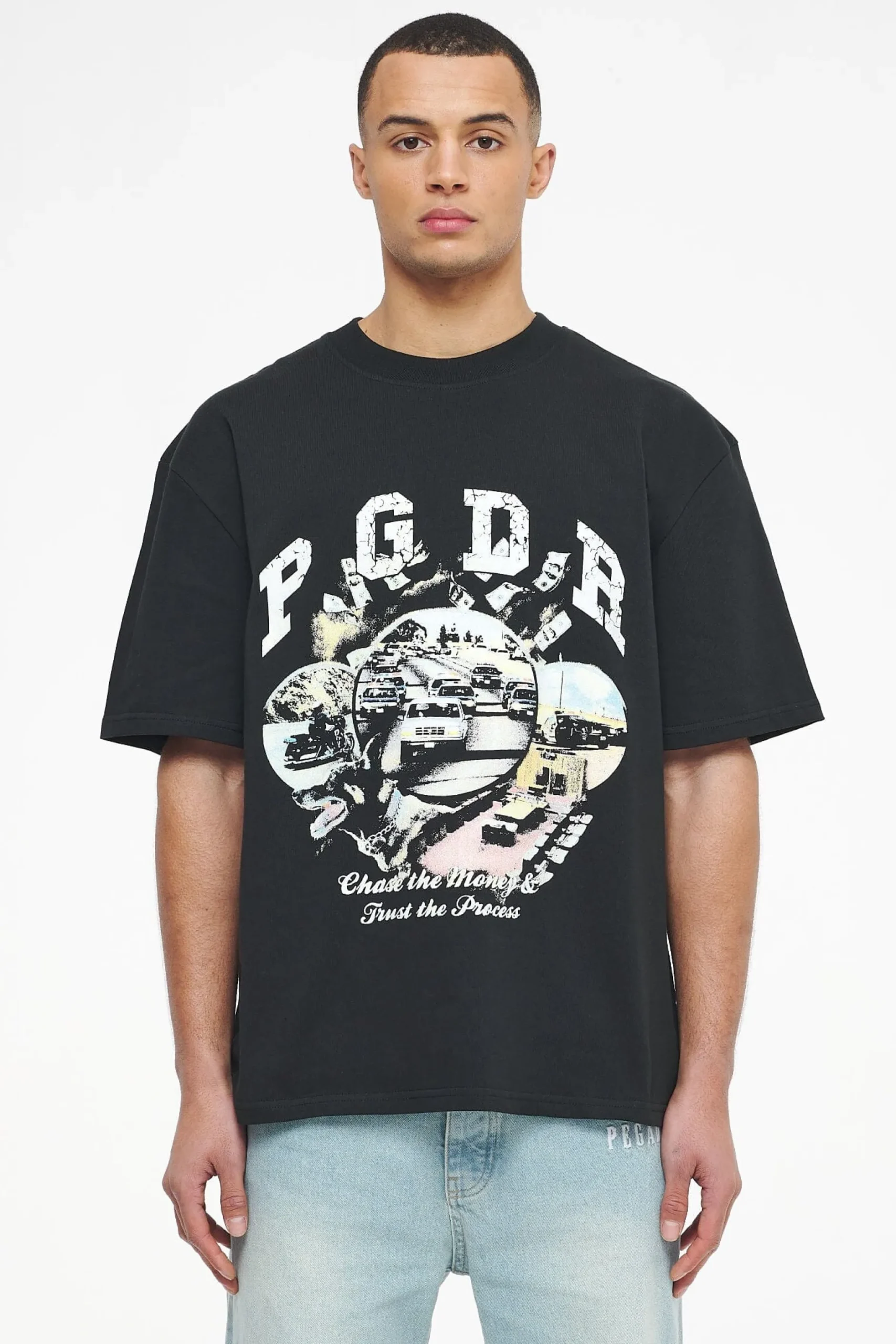 Pegador Tees|Reid Oversized Tee Vintage Washed Black Ink