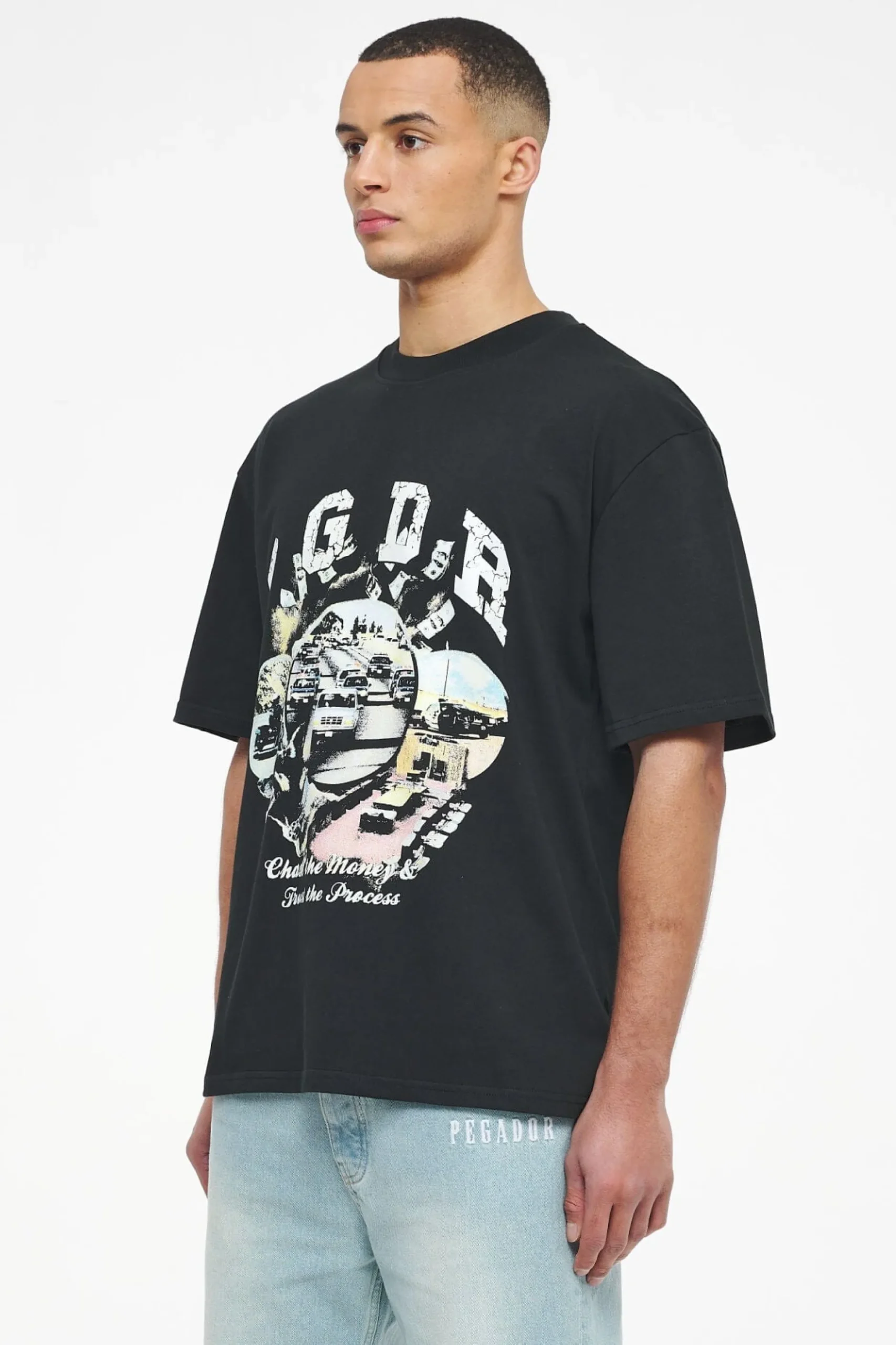 Pegador Tees|Reid Oversized Tee Vintage Washed Black Ink