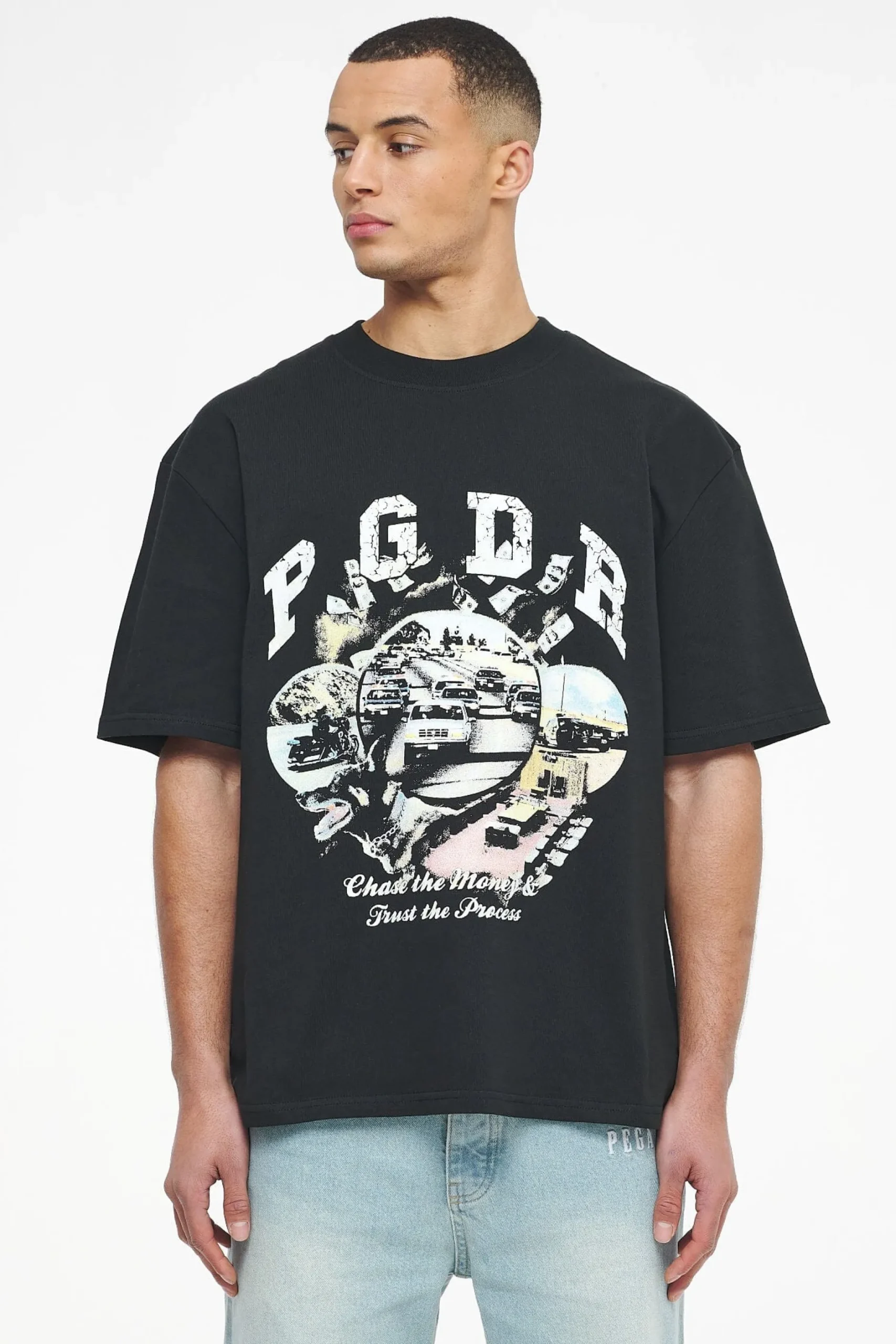 Pegador Tees|Reid Oversized Tee Vintage Washed Black Ink