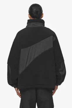 Pegador Jackets|Risa Teddy Fabric Mix Jacket Black