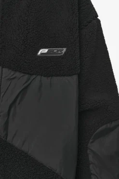 Pegador Jackets|Risa Teddy Fabric Mix Jacket Black