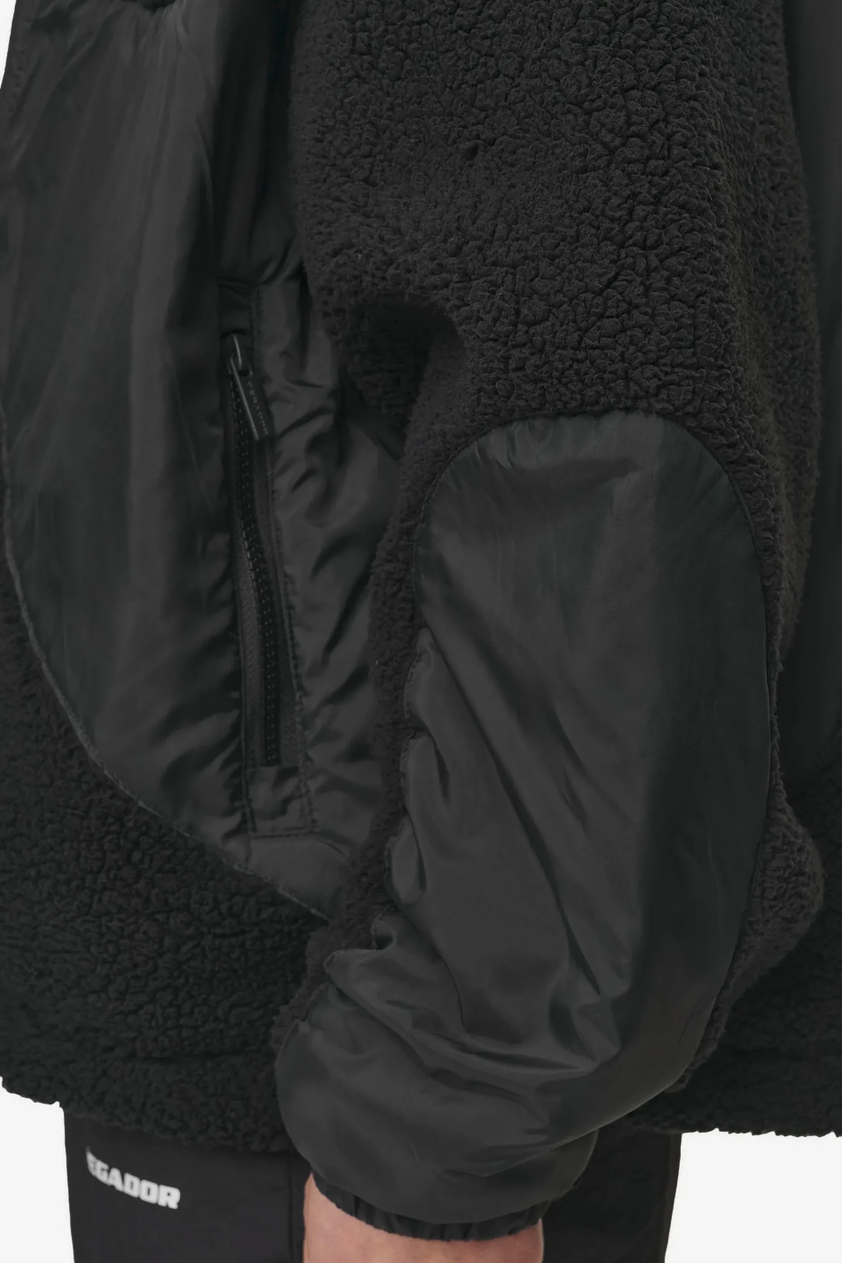 Pegador Jackets|Risa Teddy Fabric Mix Jacket Black