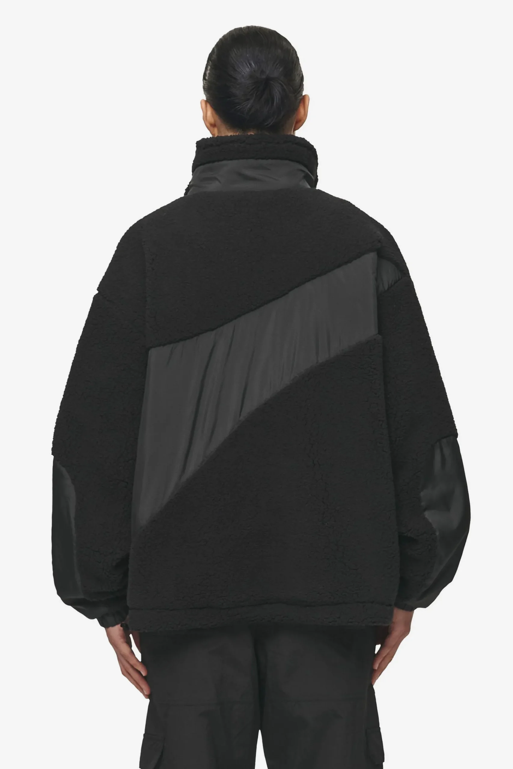 Pegador Jackets|Risa Teddy Fabric Mix Jacket Black