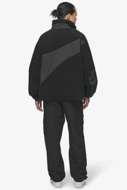 Pegador Jackets|Risa Teddy Fabric Mix Jacket Black