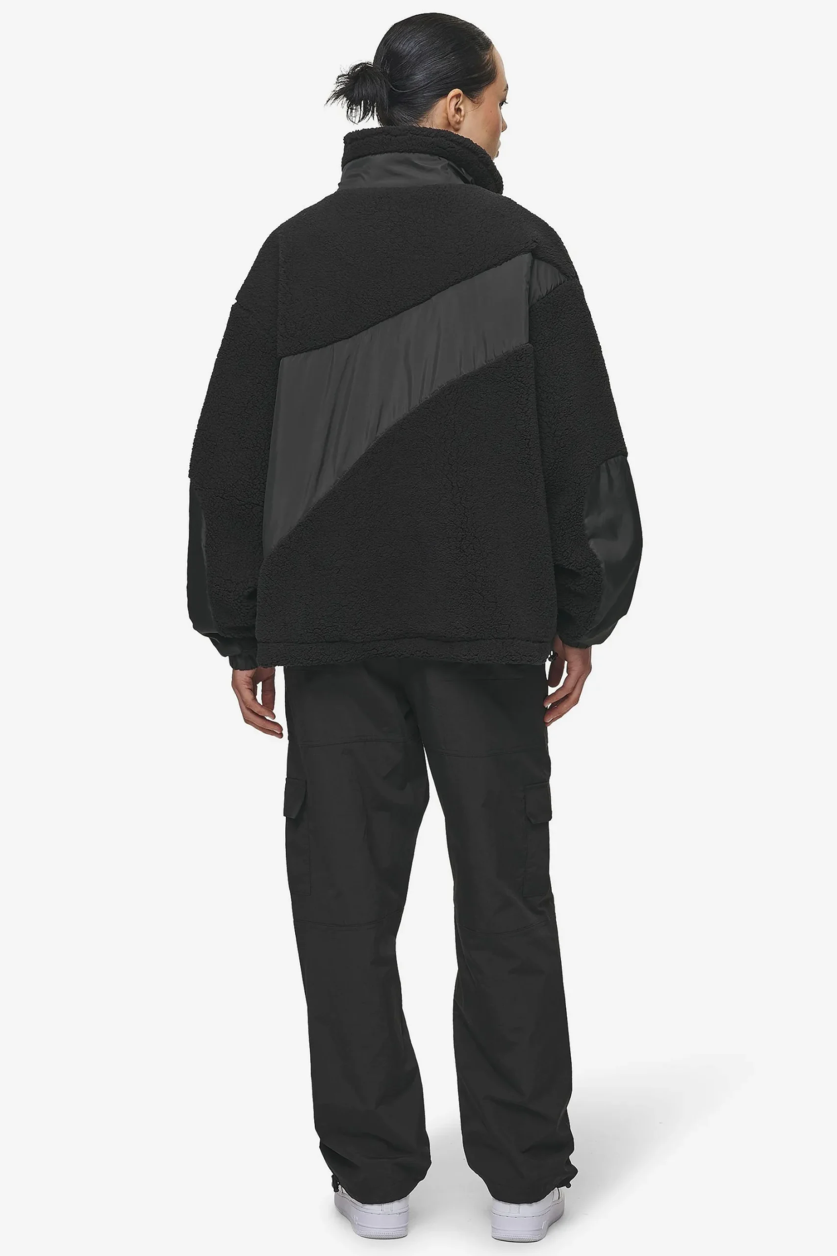 Pegador Jackets|Risa Teddy Fabric Mix Jacket Black