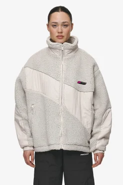 Pegador Jackets|Risa Teddy Fabric Mix Jacket Moon Grey