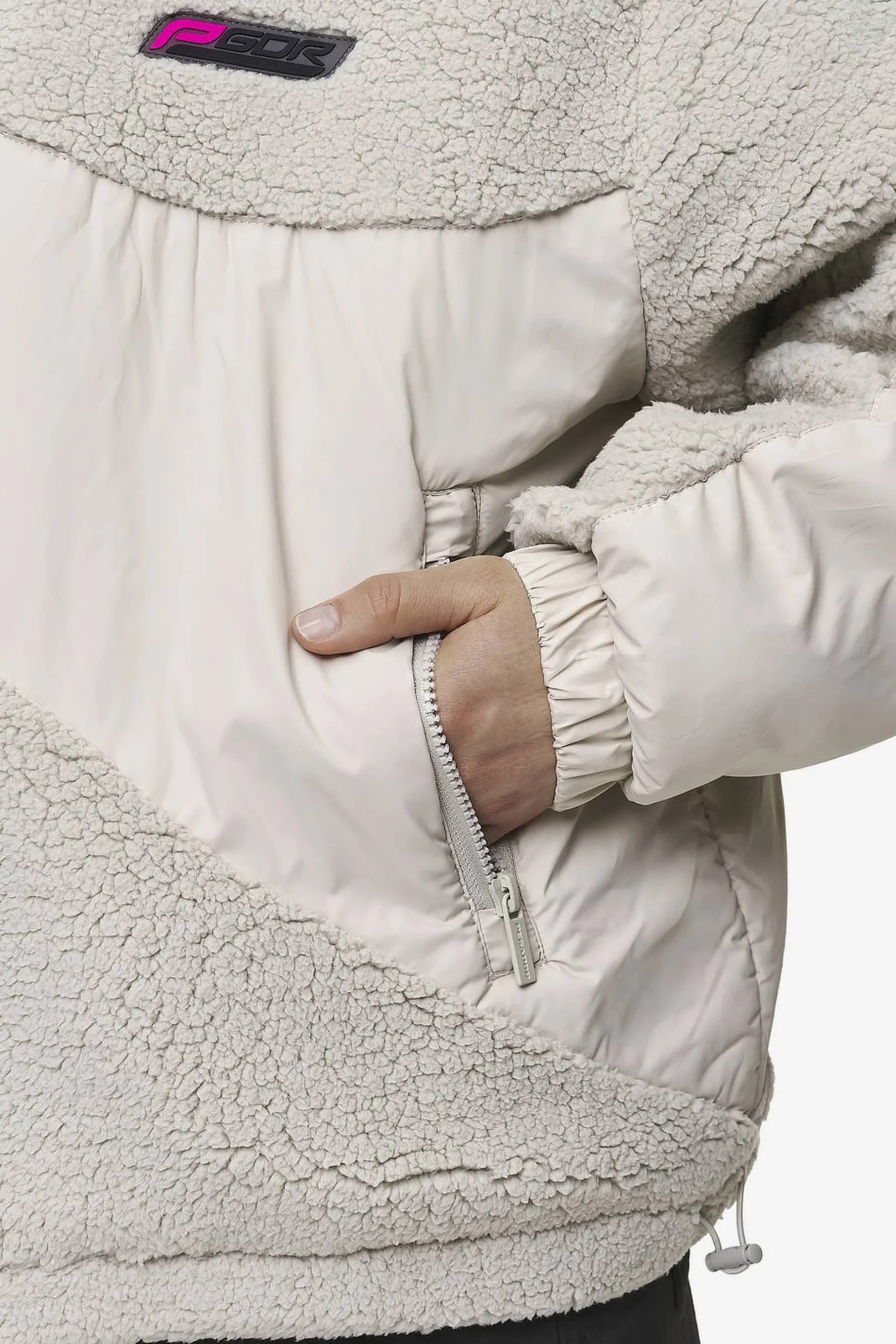 Pegador Jackets|Risa Teddy Fabric Mix Jacket Moon Grey