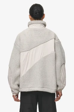 Pegador Jackets|Risa Teddy Fabric Mix Jacket Moon Grey