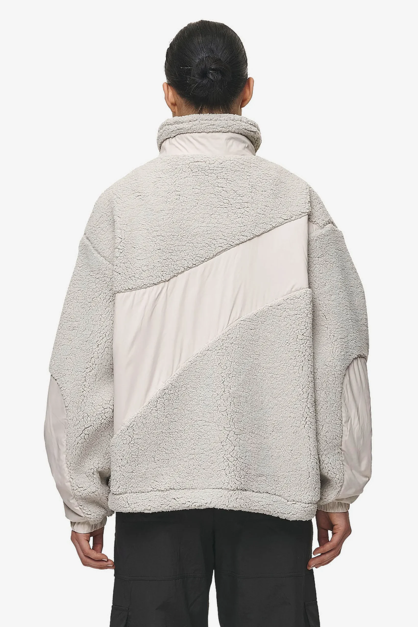 Pegador Jackets|Risa Teddy Fabric Mix Jacket Moon Grey