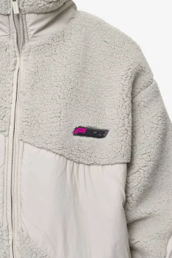 Pegador Jackets|Risa Teddy Fabric Mix Jacket Moon Grey