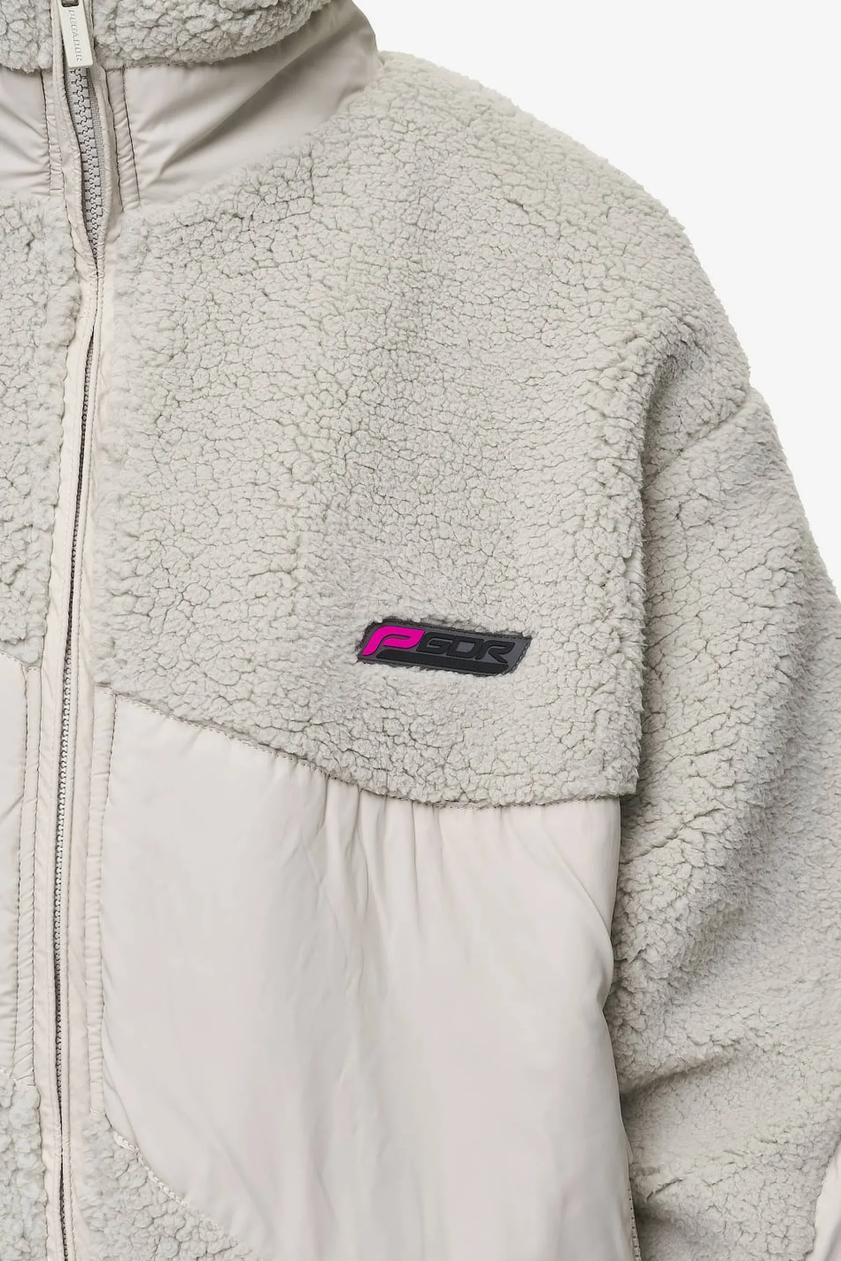 Pegador Jackets|Risa Teddy Fabric Mix Jacket Moon Grey