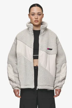 Pegador Jackets|Risa Teddy Fabric Mix Jacket Moon Grey