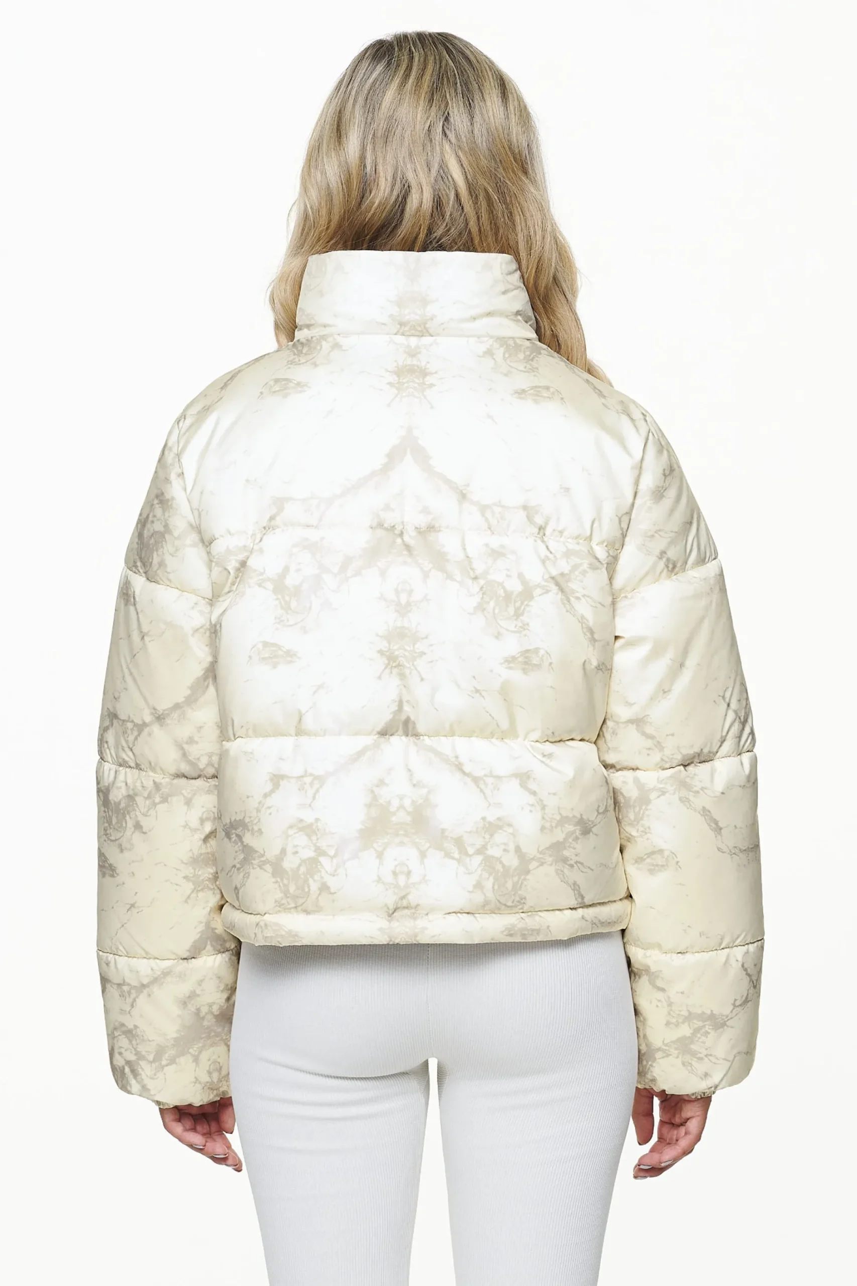 Pegador Jackets|Royal Marble Puffer Jacket Bone White Fossil Taupe