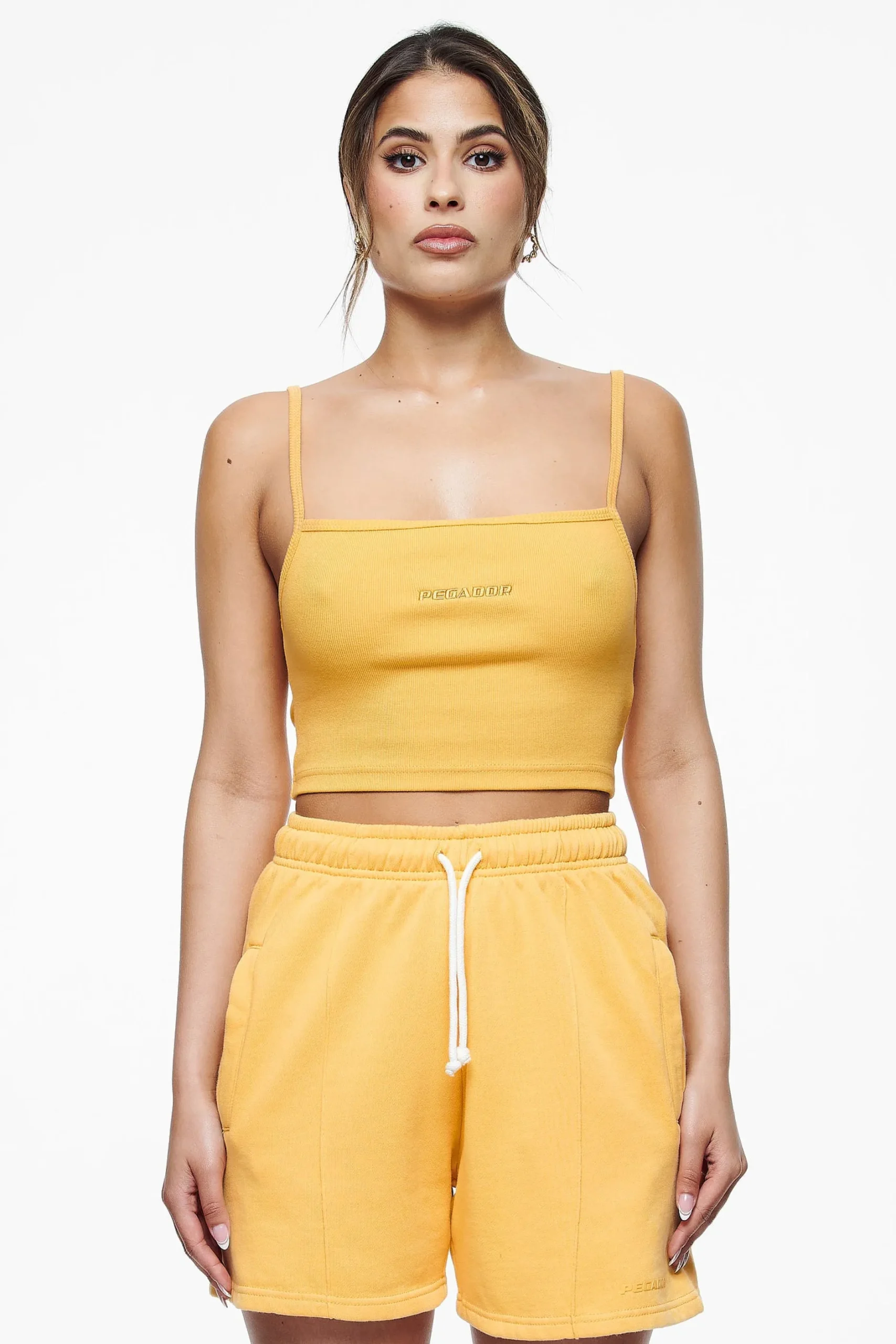 Pegador Tops|Ruby Rib Crop Top Vintage Washed Golden Sun
