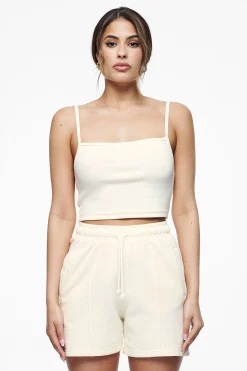 Pegador Tops|Ruby Rib Crop Top Vintage Washed Unbleached