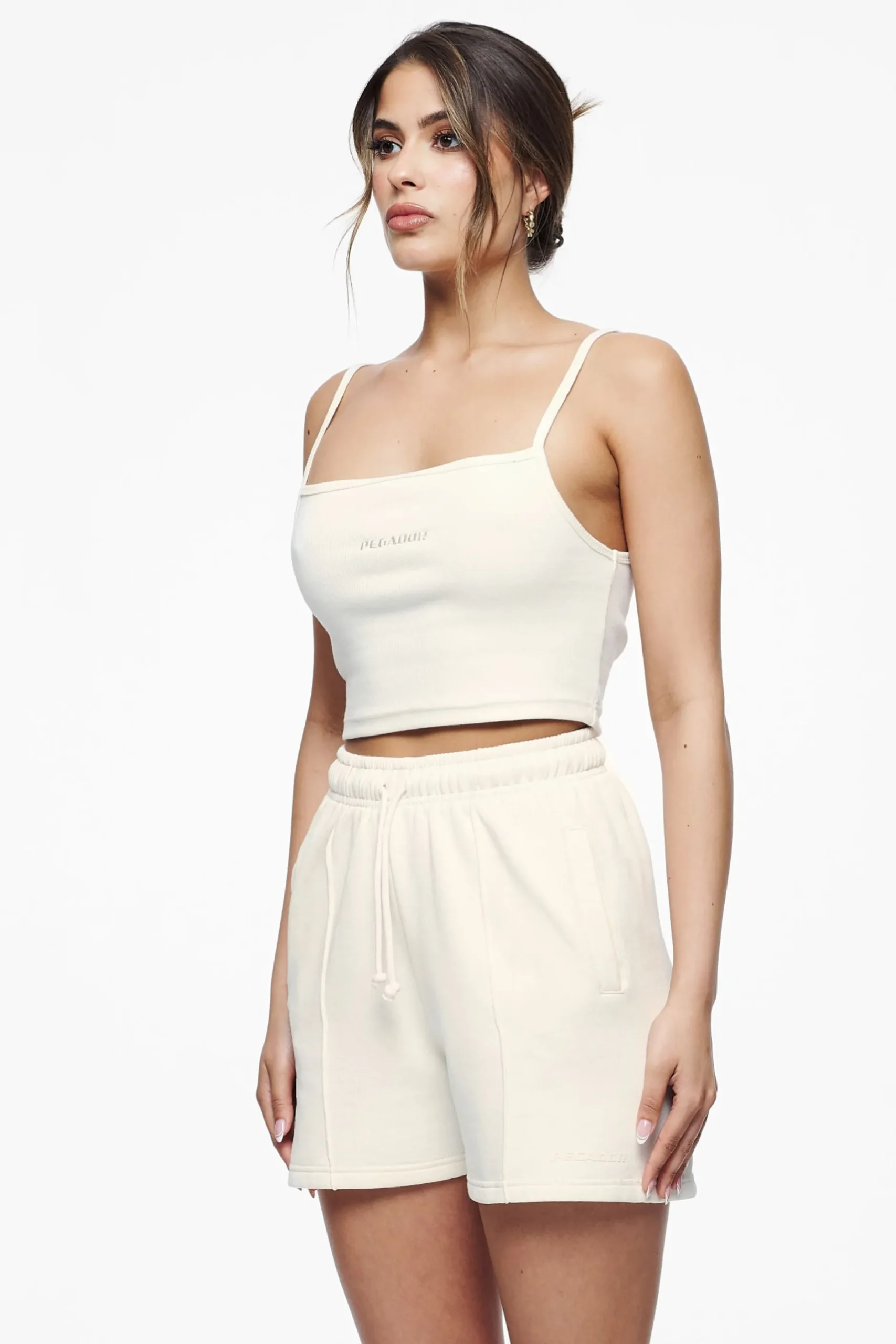 Pegador Tops|Ruby Rib Crop Top Vintage Washed Unbleached