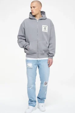 Pegador Hoodies|Zip Hoodies|Salal Oversized Sweat Jacket Vintage Washed Dusk Grey