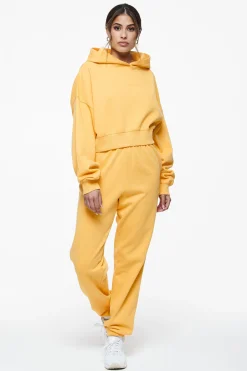 Pegador Hoodies|Salita Oversized Cropped Hoodie Vintage Washed Golden Sun Gum