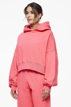 Pegador Hoodies|Salita Oversized Cropped Hoodie Vintage Washed Strawberry Gum