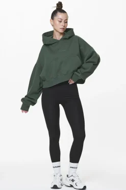 Pegador Hoodies|Salita Oversized Cropped Hoodie Washed Sage Green Gum