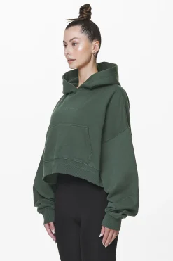 Pegador Hoodies|Salita Oversized Cropped Hoodie Washed Sage Green Gum