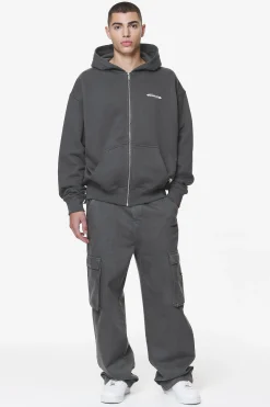 Pegador Hoodies|Zip Hoodies|Sanit Oversized Sweat Jacket Washed Volcano Grey