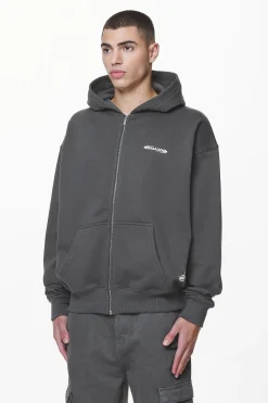 Pegador Hoodies|Zip Hoodies|Sanit Oversized Sweat Jacket Washed Volcano Grey