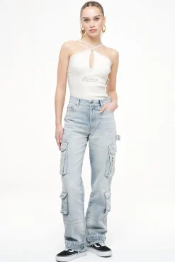 Pegador Bodysuits|Santos Rib Neckholder Bodysuit Vintage Washed Angels Cream