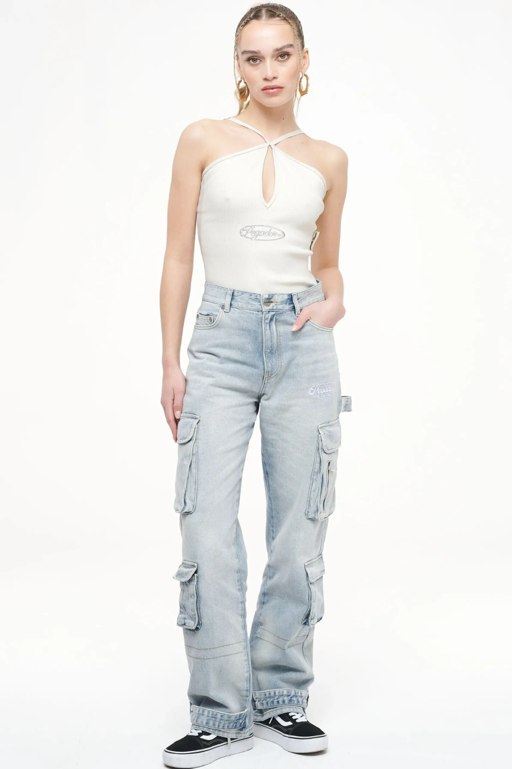 Pegador Bodysuits|Santos Rib Neckholder Bodysuit Vintage Washed Angels Cream