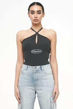 Pegador Bodysuits|Santos Rib Neckholder Bodysuit Vintage Washed Iron Grey