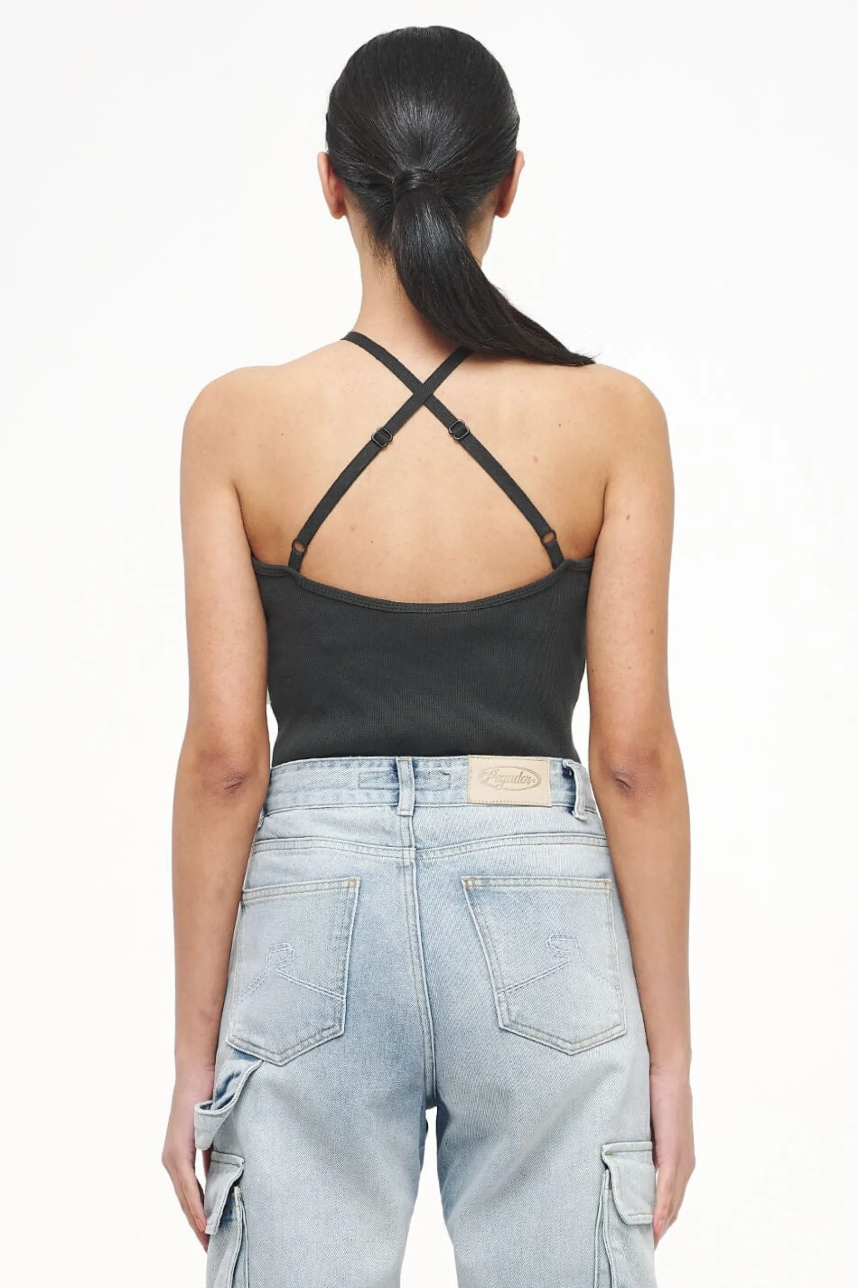 Pegador Bodysuits|Santos Rib Neckholder Bodysuit Vintage Washed Iron Grey
