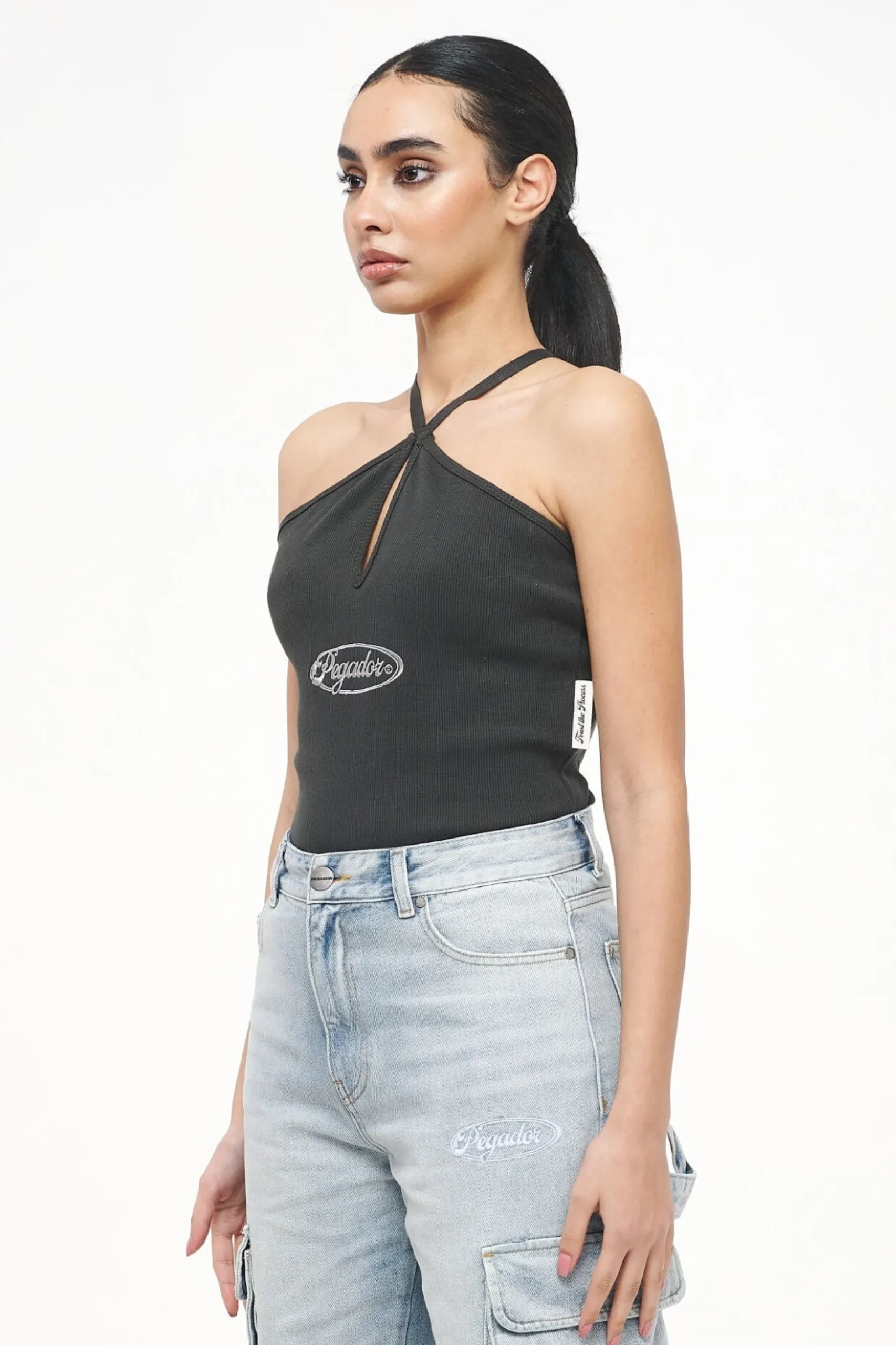Pegador Bodysuits|Santos Rib Neckholder Bodysuit Vintage Washed Iron Grey