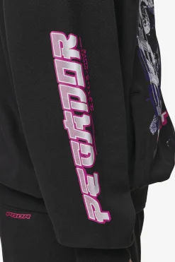 Pegador Hoodies|Zip Hoodies|Saxon Oversized Sweat Jacket Washed Black