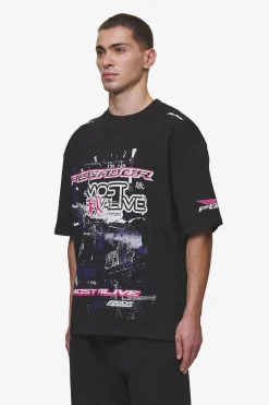 Pegador Tees|Saxon Oversized Tee Washed Black