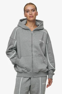 Pegador Hoodies|Zip Hoodies|Silvi Oversized Sweat Jacket Deep Grey Melange