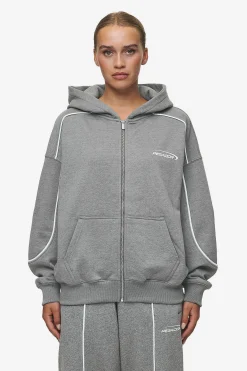 Pegador Hoodies|Zip Hoodies|Silvi Oversized Sweat Jacket Deep Grey Melange