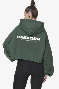 Pegador Hoodies|Skei Logo Oversized Cropped Hoodie Washed Sage Green