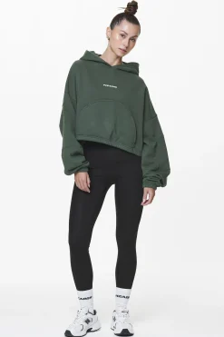 Pegador Hoodies|Skei Logo Oversized Cropped Hoodie Washed Sage Green