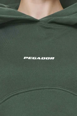 Pegador Hoodies|Skei Logo Oversized Cropped Hoodie Washed Sage Green
