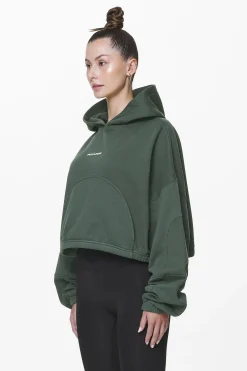 Pegador Hoodies|Skei Logo Oversized Cropped Hoodie Washed Sage Green