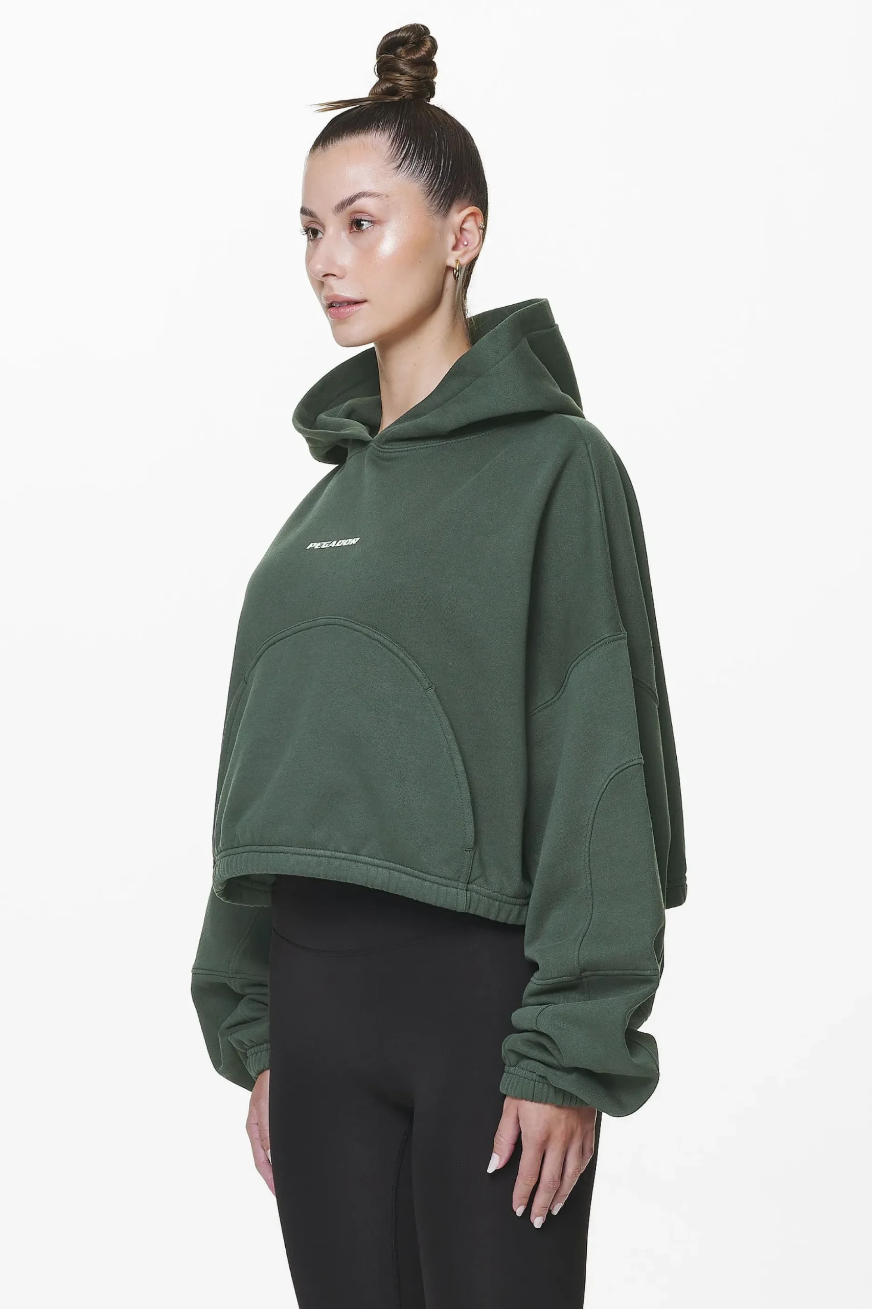Pegador Hoodies|Skei Logo Oversized Cropped Hoodie Washed Sage Green