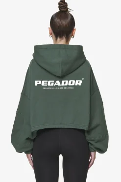 Pegador Hoodies|Skei Logo Oversized Cropped Hoodie Washed Sage Green
