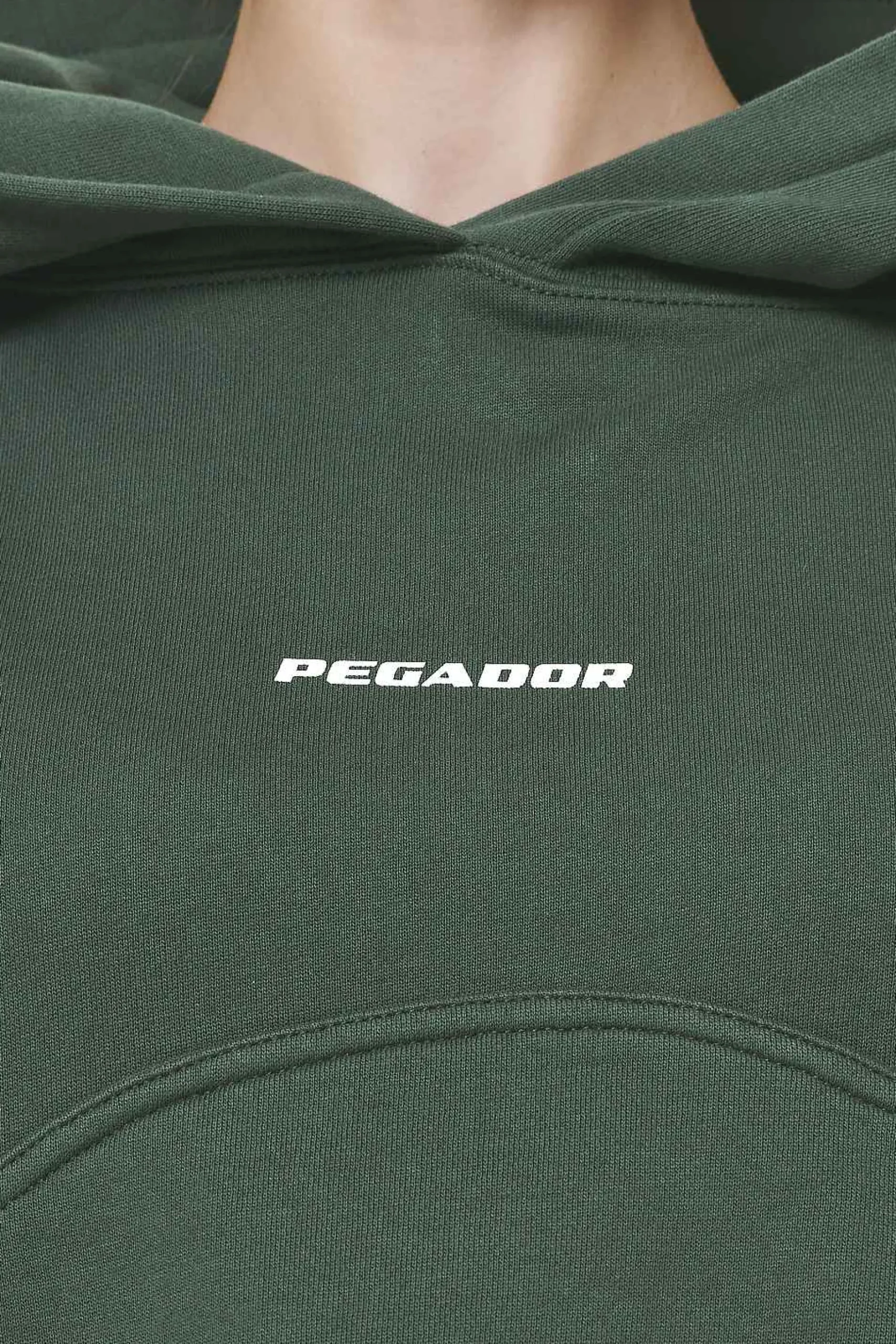 Pegador Hoodies|Skei Logo Oversized Cropped Hoodie Washed Sage Green