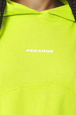 Pegador Hoodies|Skei Logo Oversized Cropped Hoodie Washed Lime Yellow