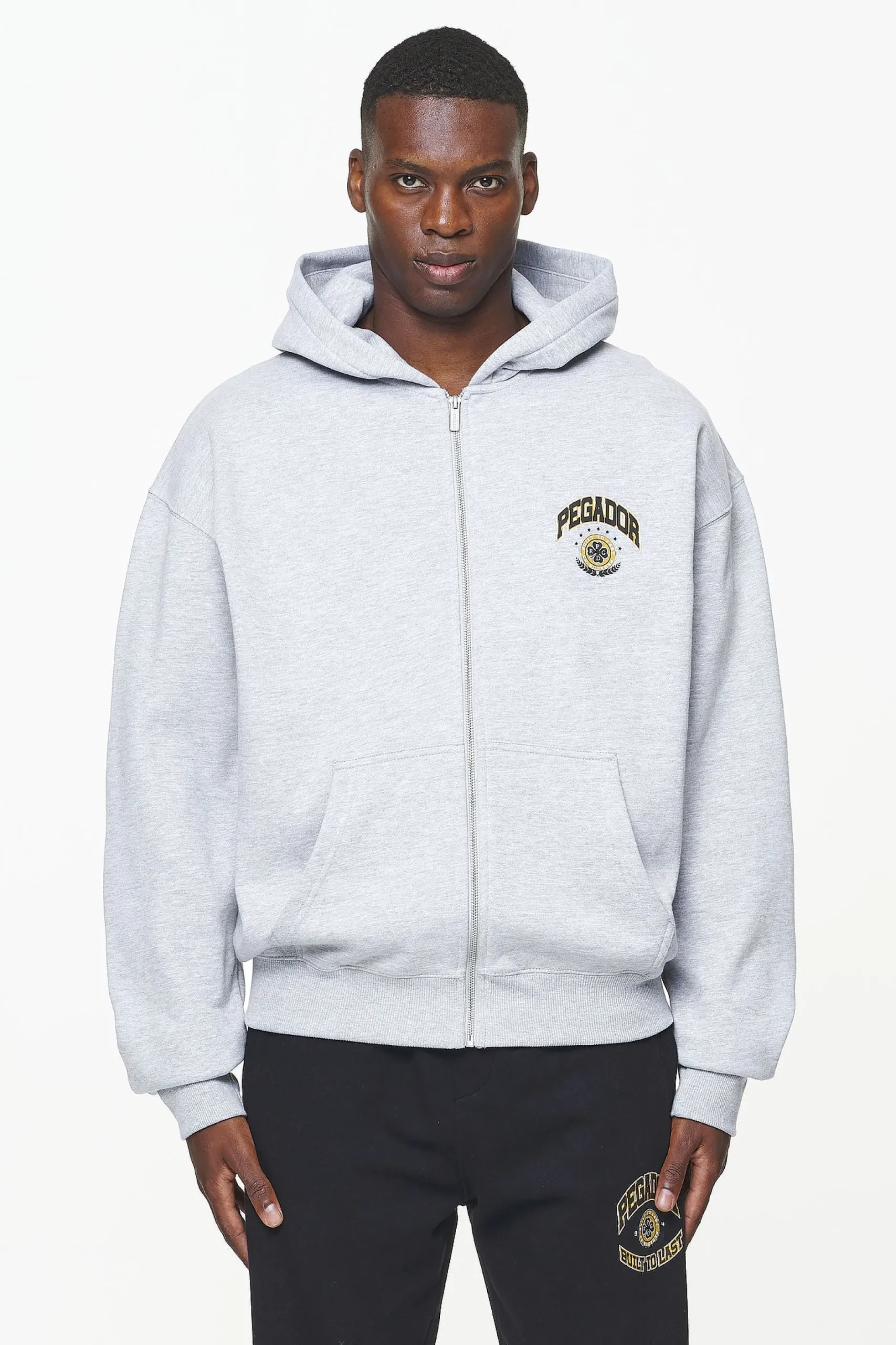 Pegador Hoodies|Zip Hoodies|Smith Oversized Sweat Jacket Grey Melange