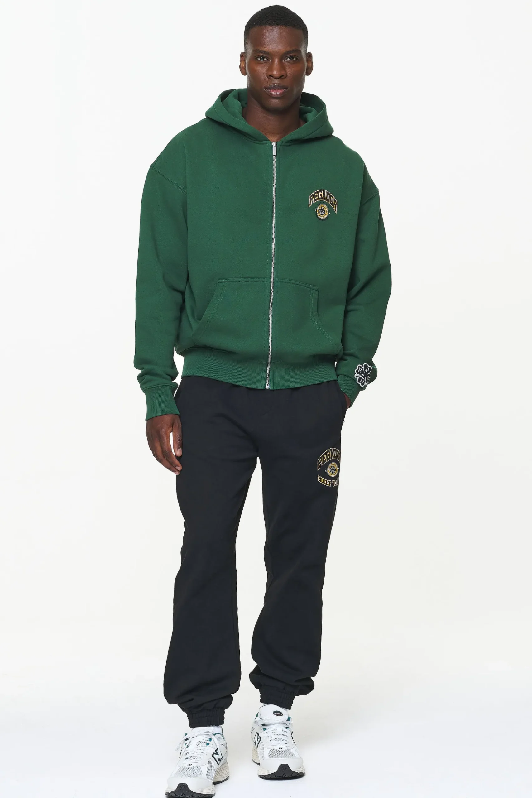 Pegador Hoodies|Zip Hoodies|Smith Oversized Sweat Jacket Vintage Washed British Green